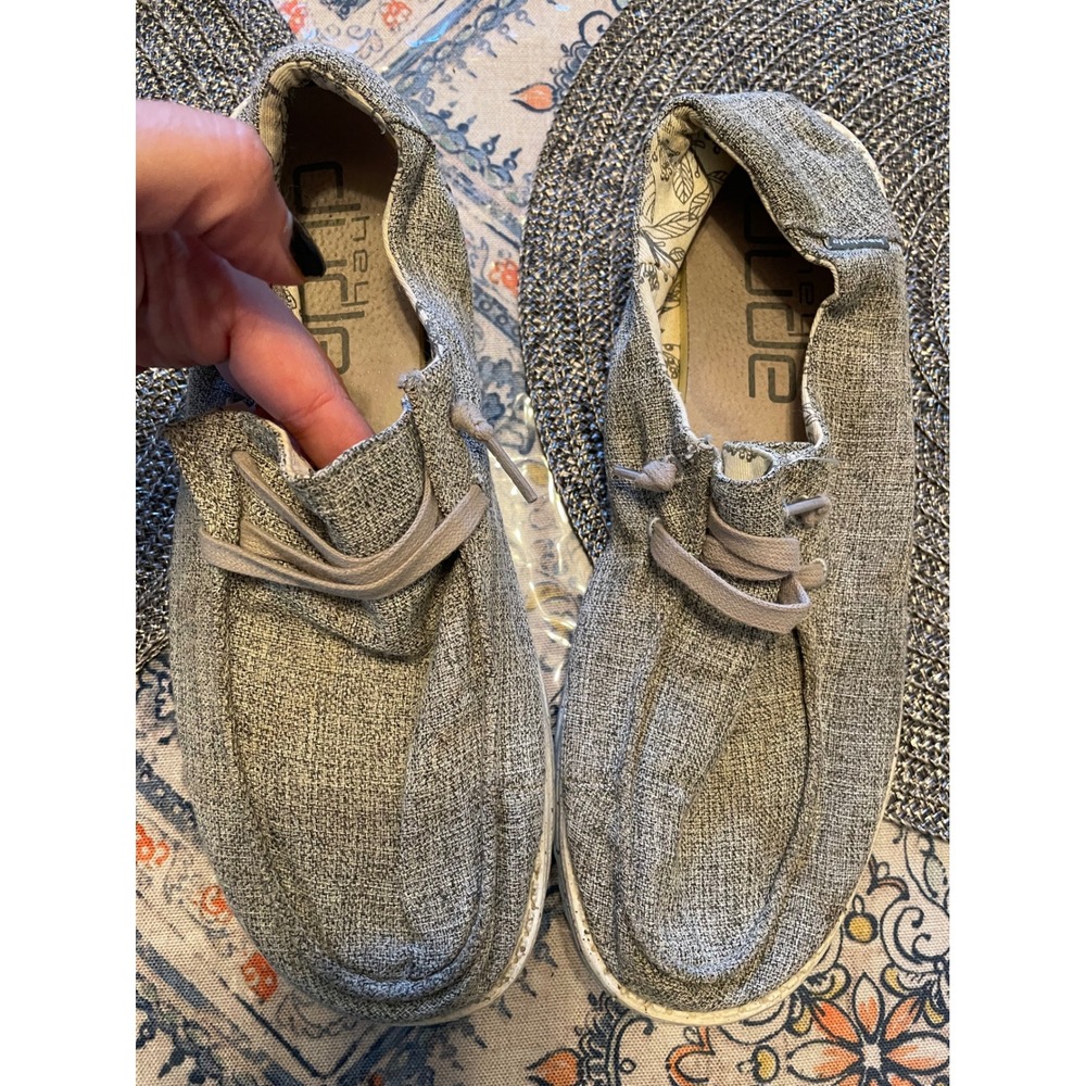 Hey Dude Wendy Linen Grey Marl Slip On Loafers Floral Lining Womens Size 10 - Picture 3 of 4
